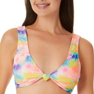 California Waves Tie Dyed Knotted Bralette Bikini Top Multicolor XL